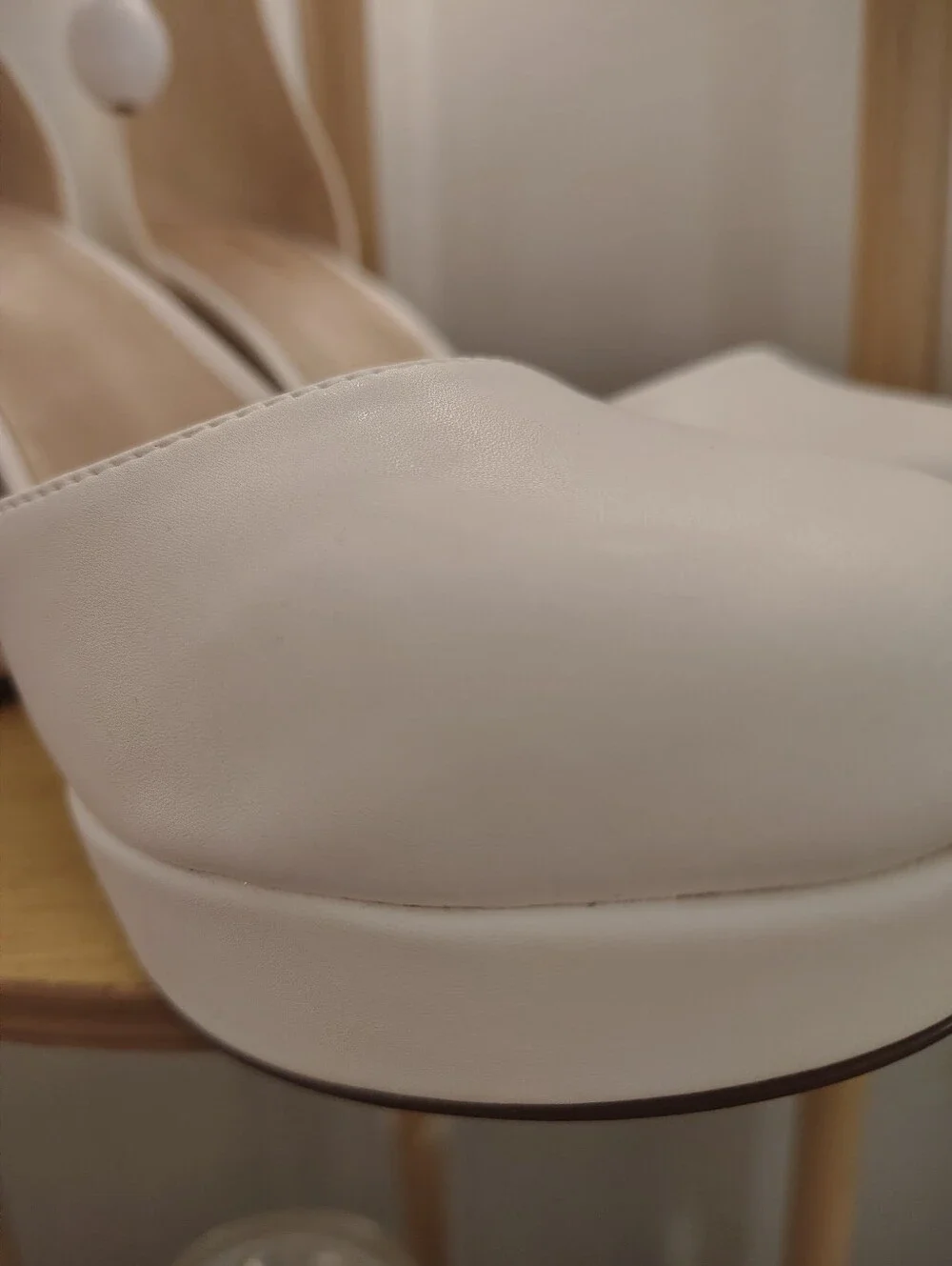 White Ankle-Strap Platform Pumps - Women Shoes